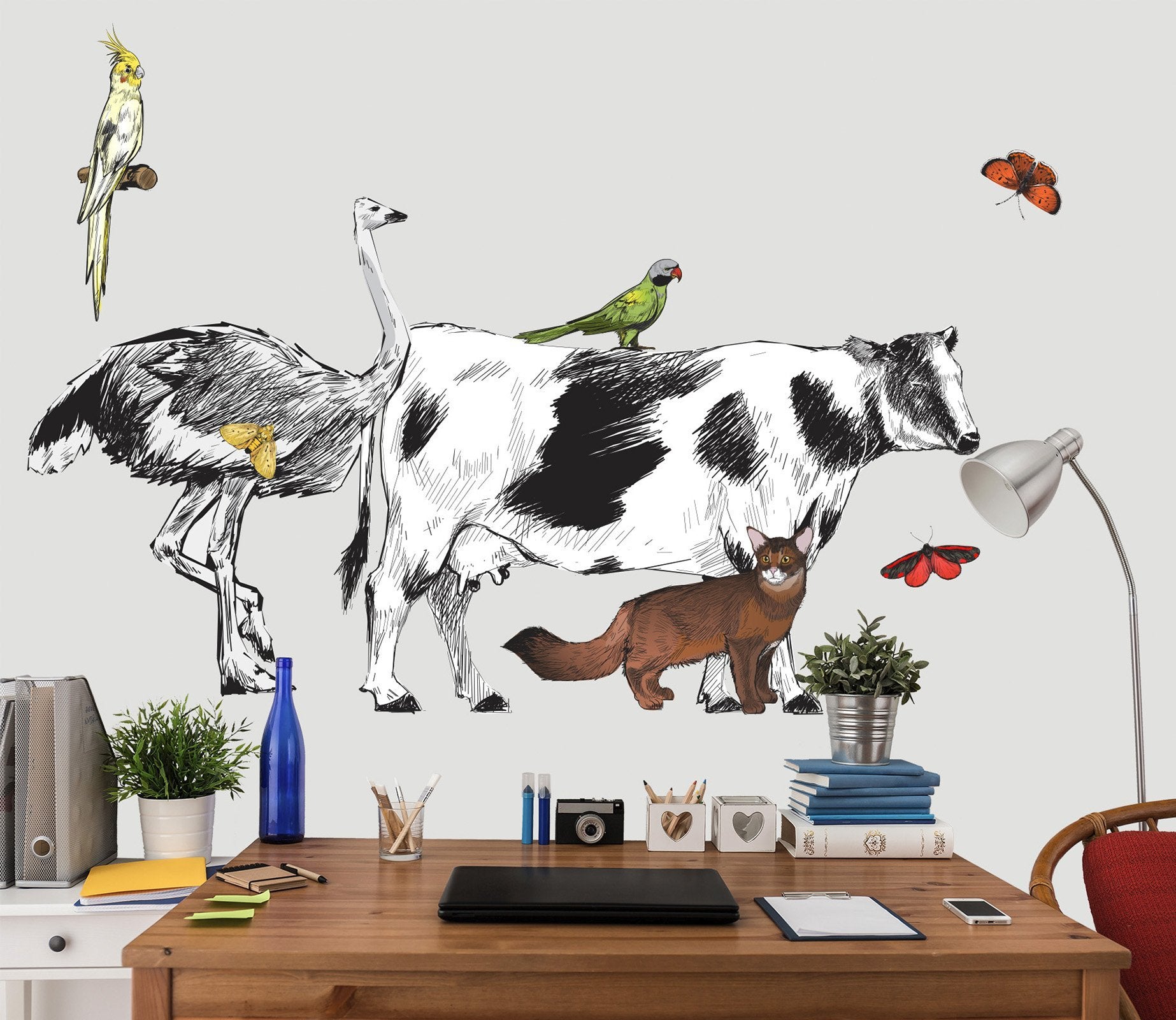 3D Ostrich Cattle 065 Animals Wall Stickers Wallpaper AJ Wallpaper 