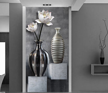 3D Vase Of Lotus WG003 Wall Murals