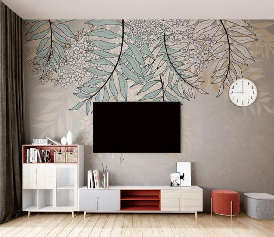 3D White Bird Leaf WC2425 Wall Murals