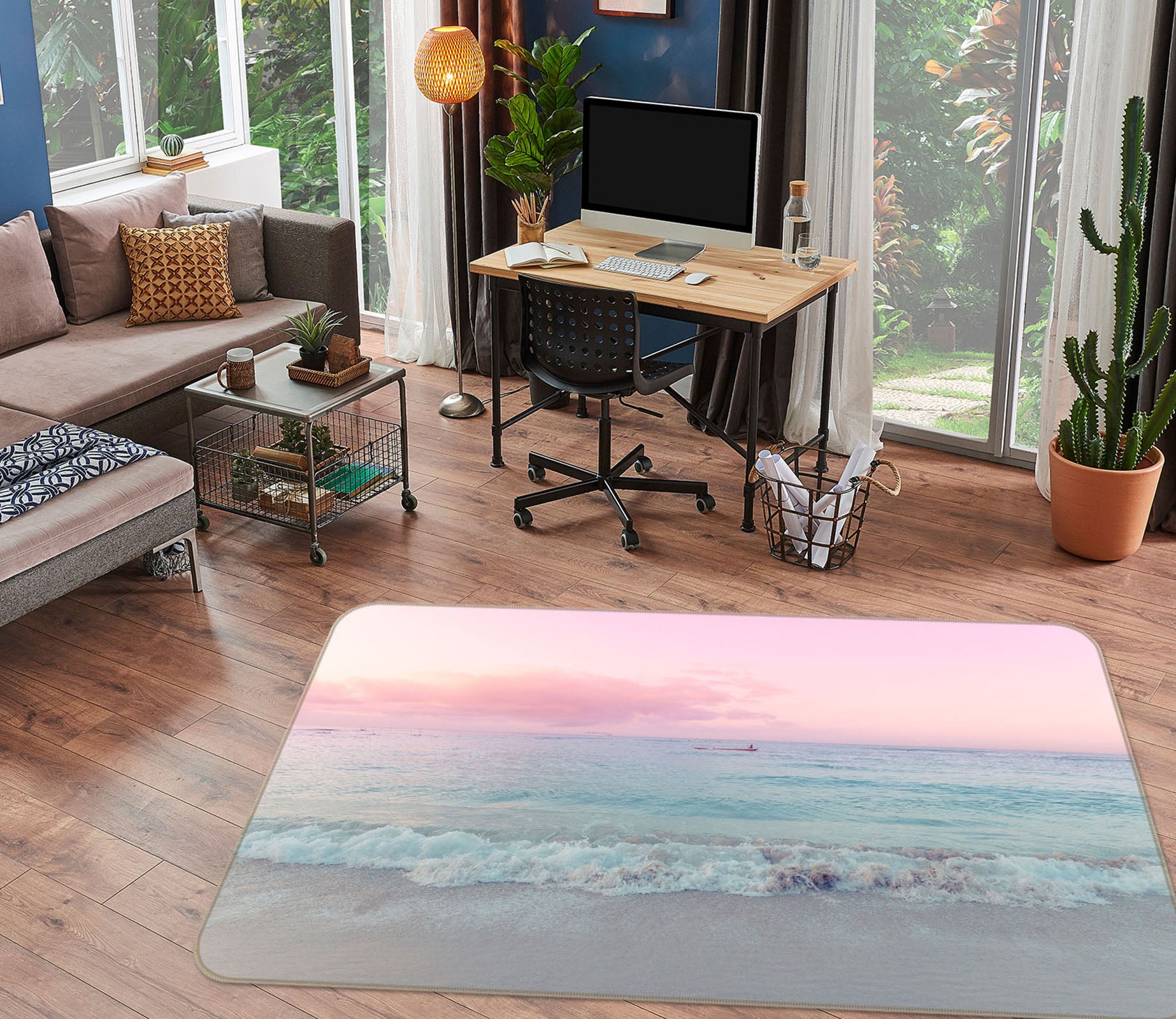 3D Pink Sky 1014 Noirblanc777 Rug Non Slip Rug Mat