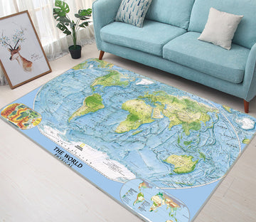3D Sea Island 324 World Map Non Slip Rug Mat