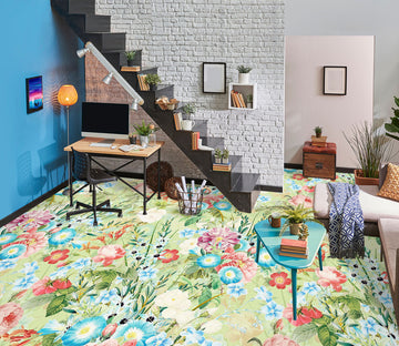 3D Red Blue Flowers 99223 Uta Naumann Floor Mural  Wallpaper Murals Self-Adhesive Removable Print Epoxy