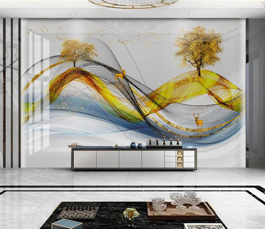 3D Two Ribbons 181 Wall Murals