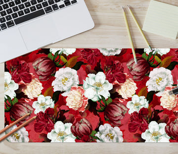 3D Red White Flowers Pattern 120200 Uta Naumann Desk Mat