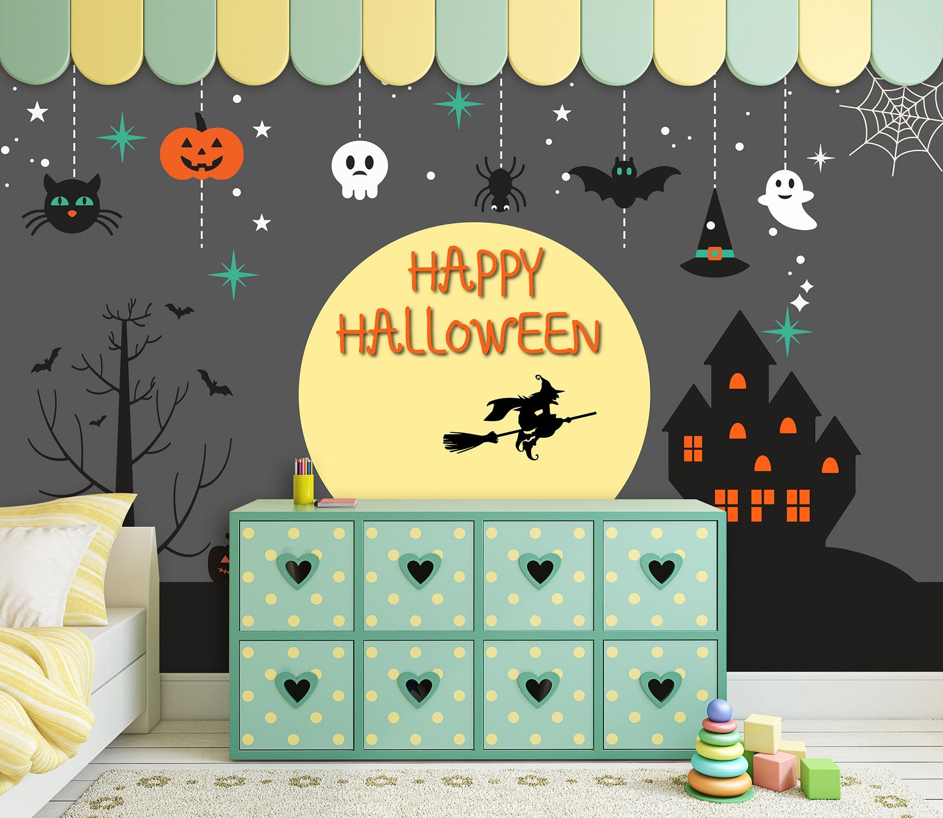 3D Bat Pumpkin Festival 1398 Halloween Wall Murals Wallpaper AJ Wallpaper 2 