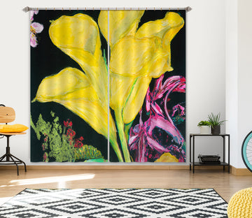 3D Yellow Leaves 301 Allan P. Friedlander Curtain Curtains Drapes