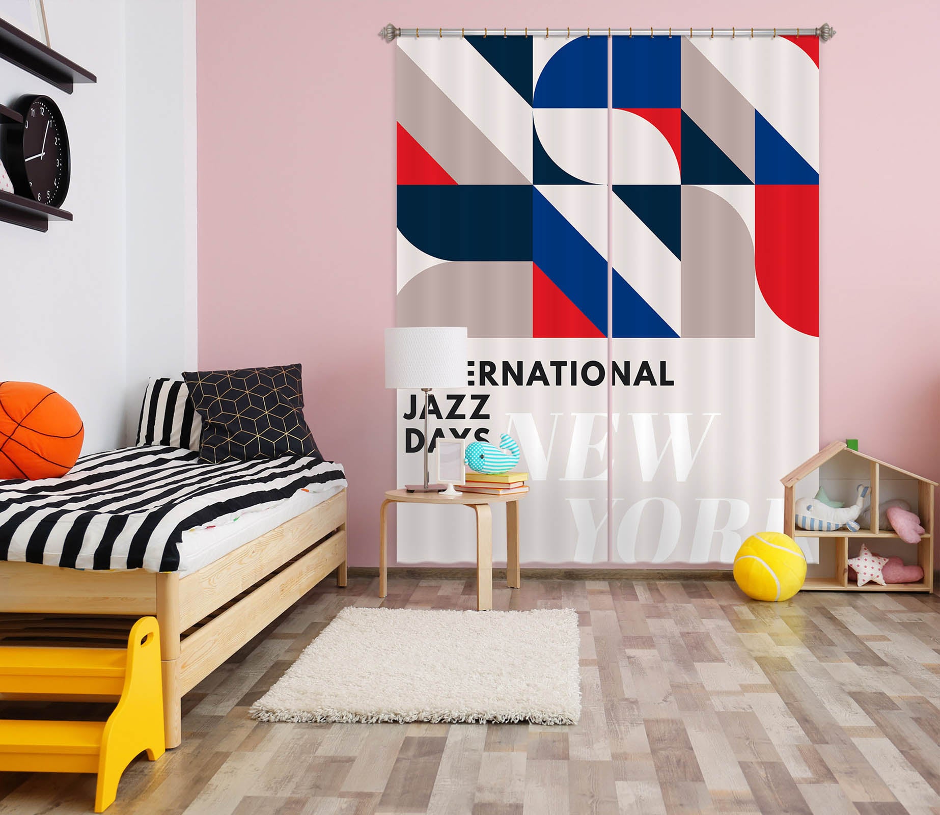 3D Blue Geometry 1062 Boris Draschoff Curtain Curtains Drapes