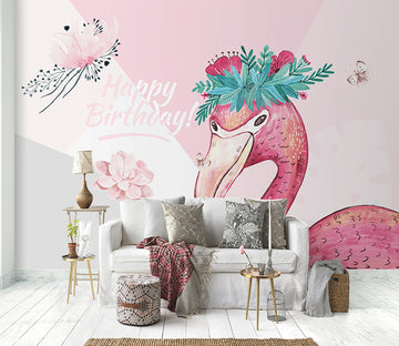 3D Flamingo Flower WG113 Wall Murals