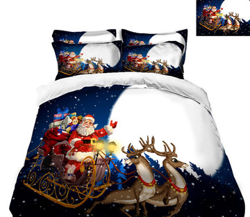 3D Santa Sleigh Deer 31180 Christmas Quilt Duvet Cover Xmas Bed Pillowcases