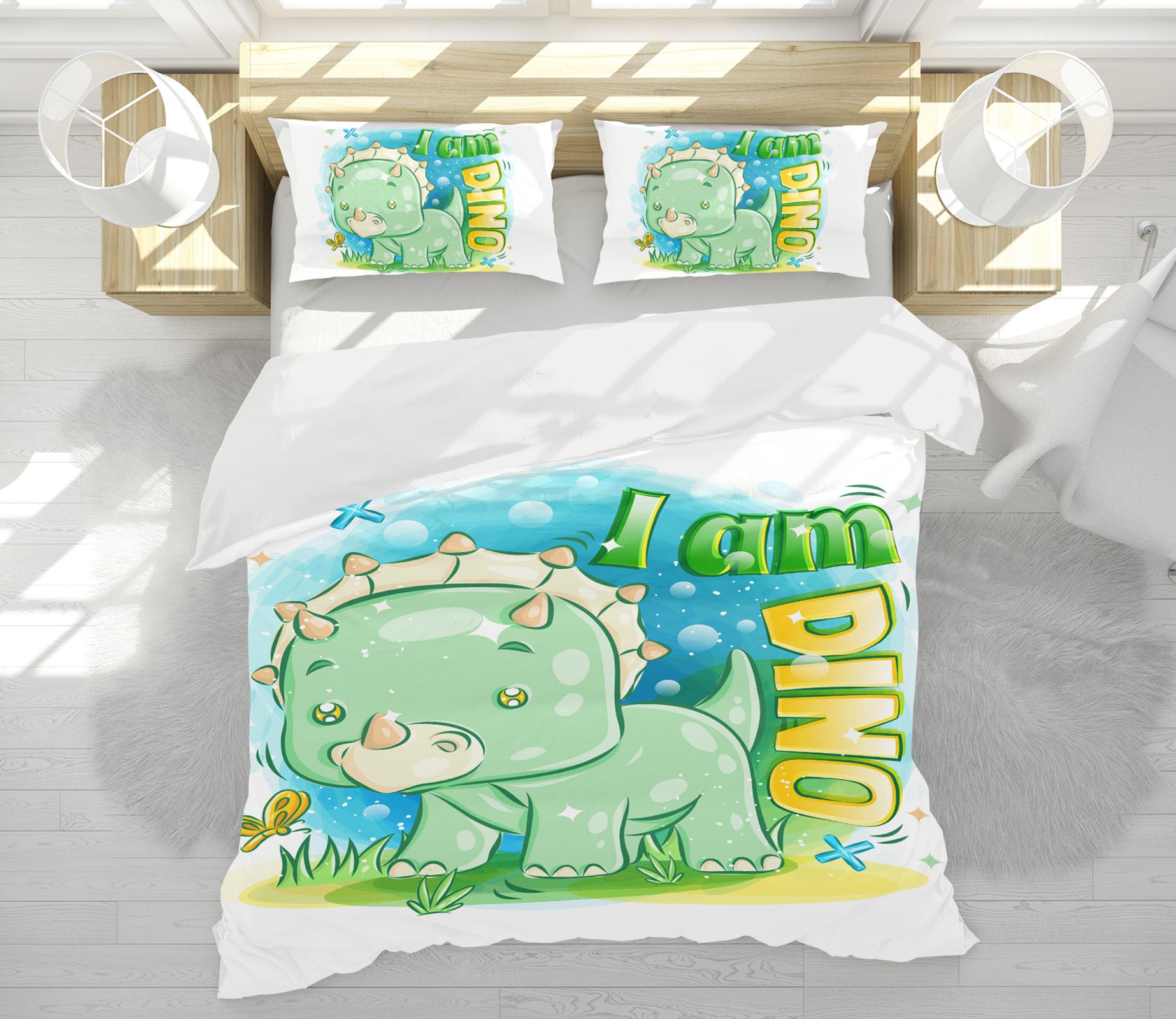 3D Cartoon Little Dinosaur 64028 Bed Pillowcases Quilt