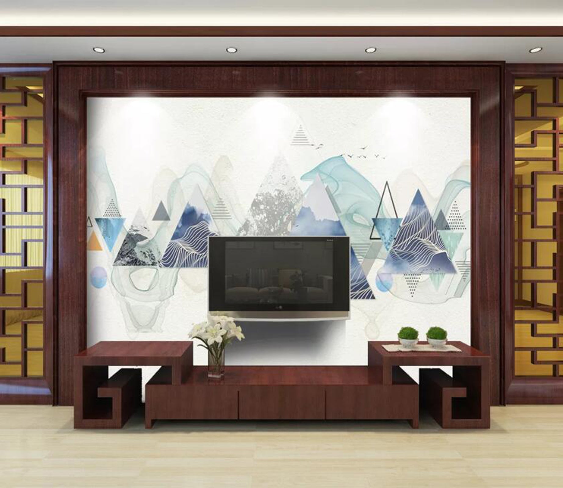 3D Colored Geometric Waves WC86 Wall Murals Wallpaper AJ Wallpaper 2 