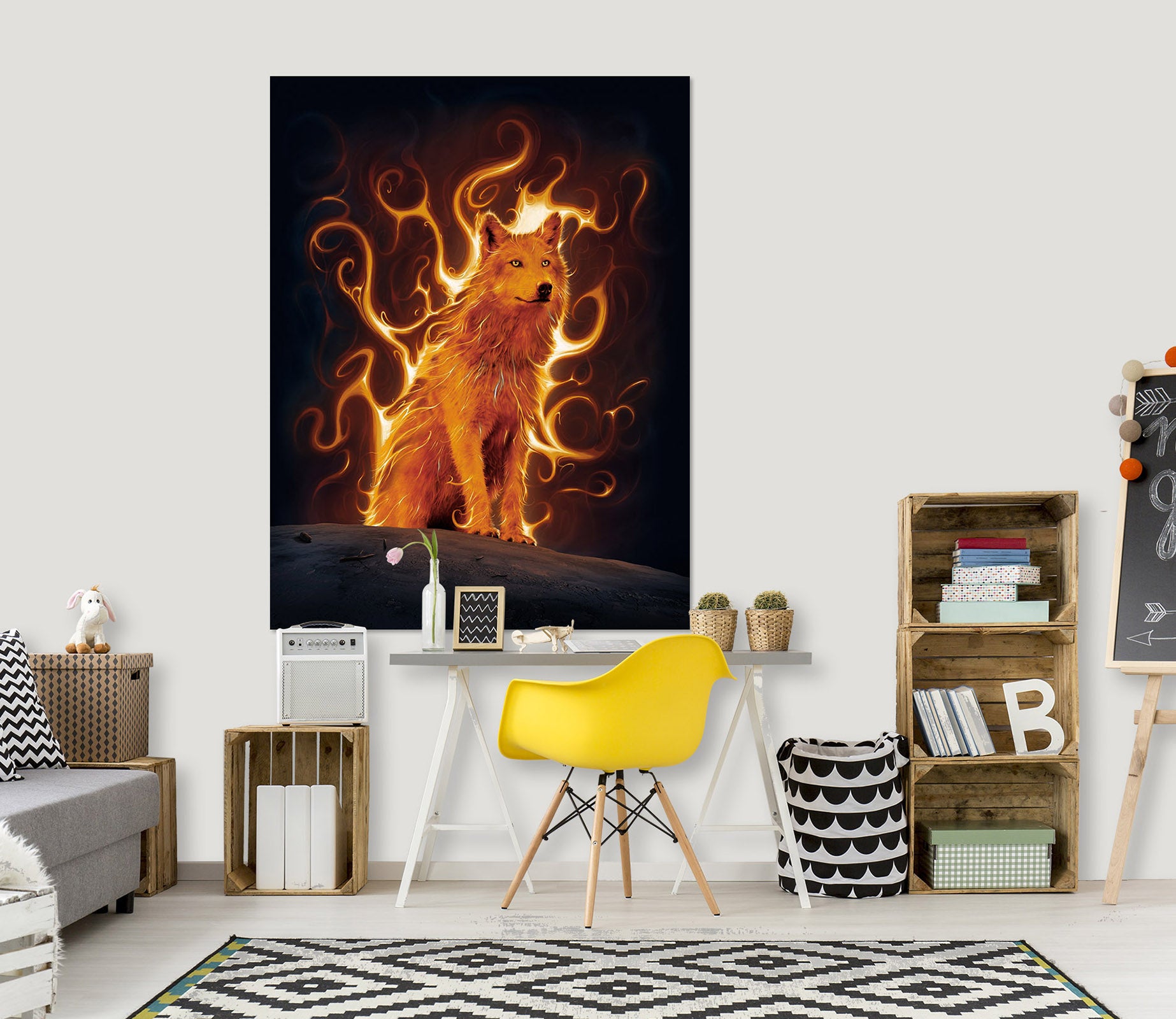 3D Phoenix Wolf Def 061 Vincent Hie Wall Sticker