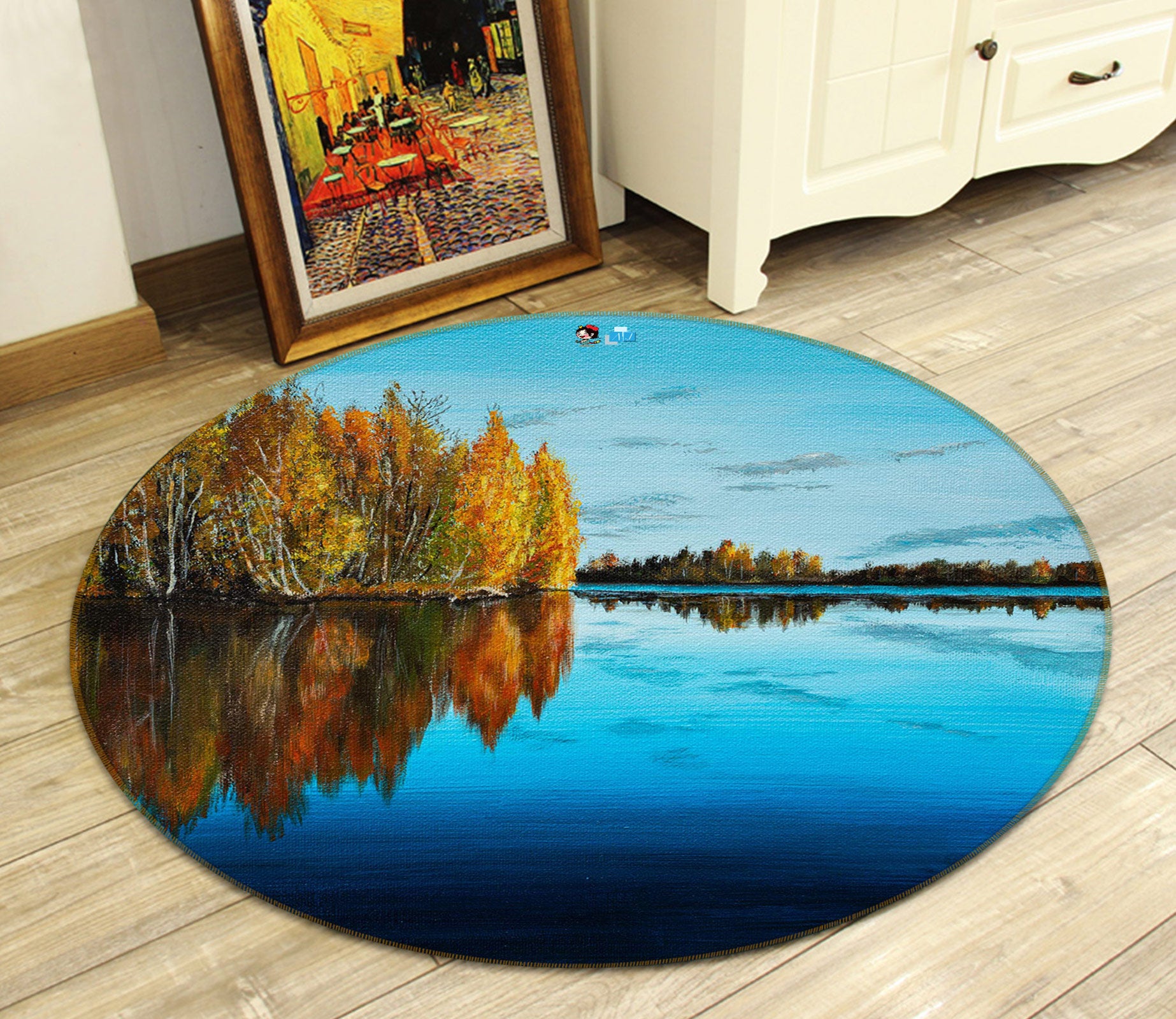 3D Lake Woods 18121 Marina Zotova Rug Round Non Slip Rug Mat