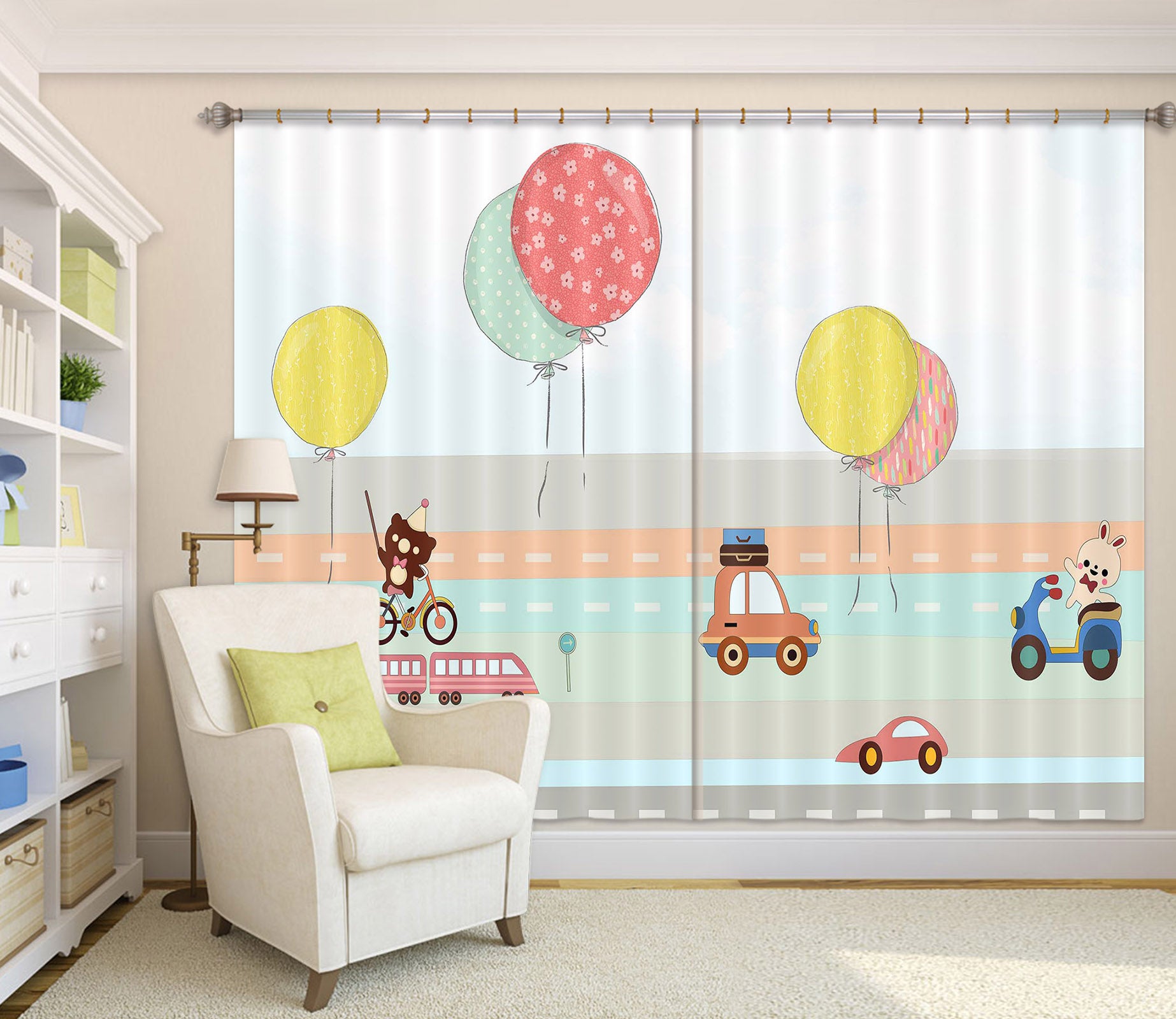 3D Colorful Balloons 742 Curtains Drapes