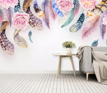 3D Feather Flower WC21 Wall Murals Wallpaper AJ Wallpaper 2 