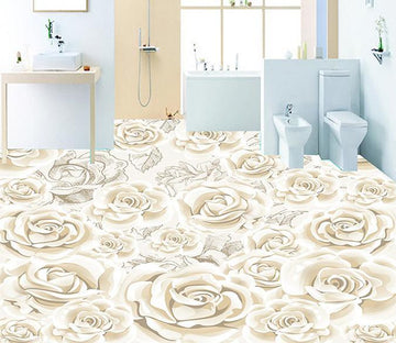 3D White Rose WG267 Floor Mural Wallpaper AJ Wallpaper 2 