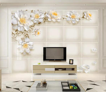 3D White Lotus WC1456 Wall Murals