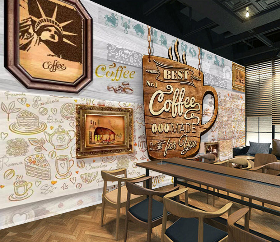 3D Cup Coffee WC334 Wall Murals