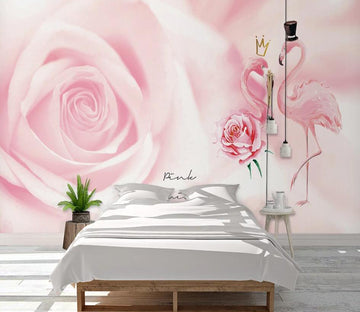 3D Pale Pink Rose Flamingos 1134 Wall Murals