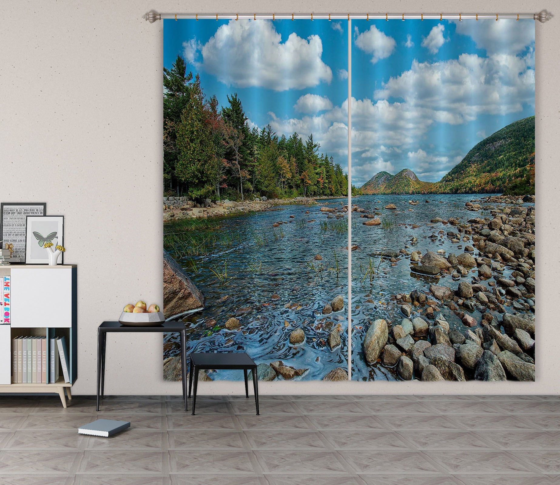 3D Small Stone Small River 62151 Kathy Barefield Curtain Curtains Drapes