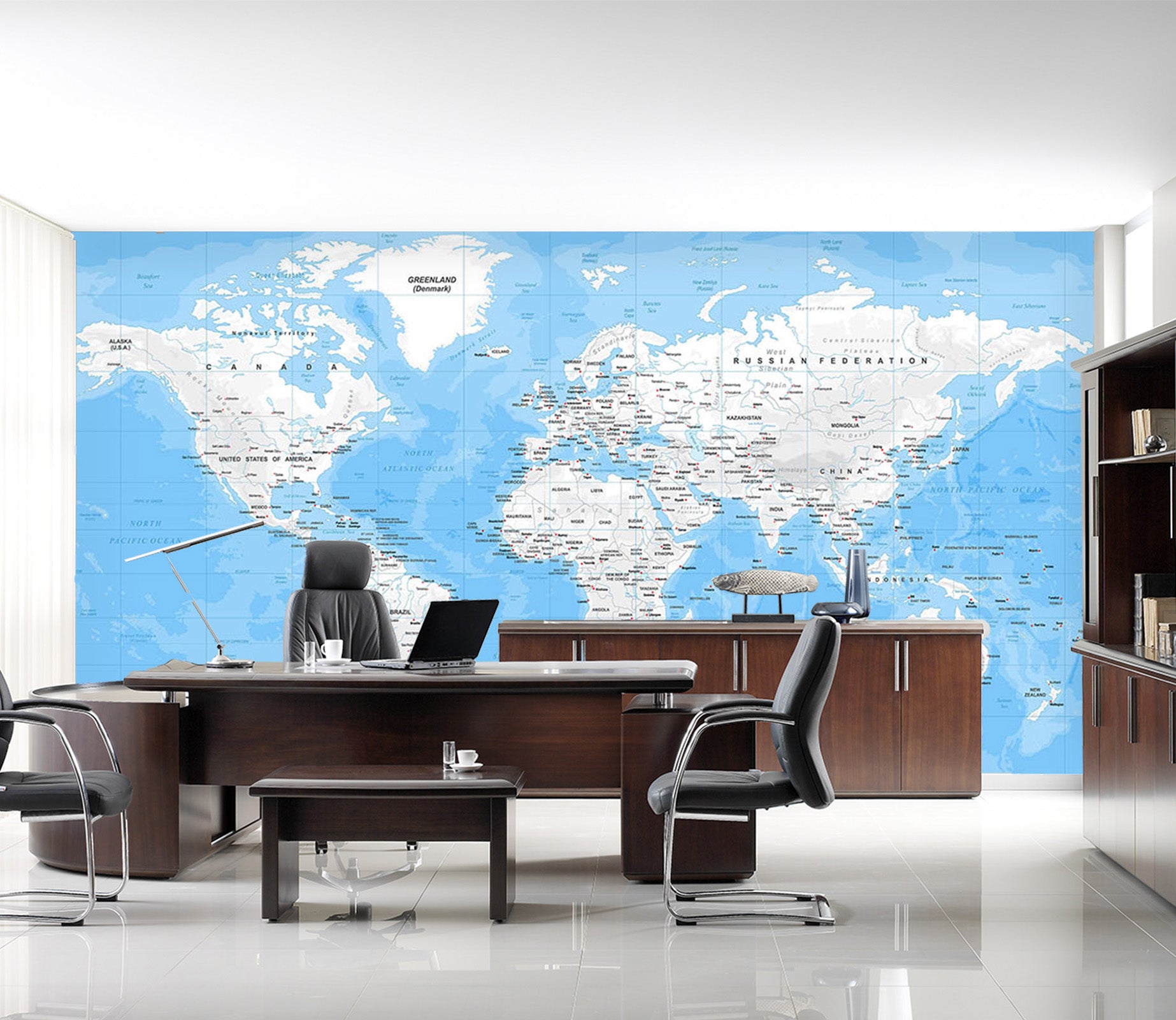 3D White Pattern 2126 World Map Wall Murals