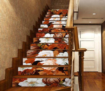 3D Red White Flowers 10407 Uta Naumann Stair Risers