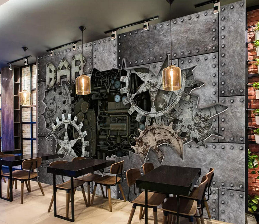3D Iron Gear WC384 Wall Murals