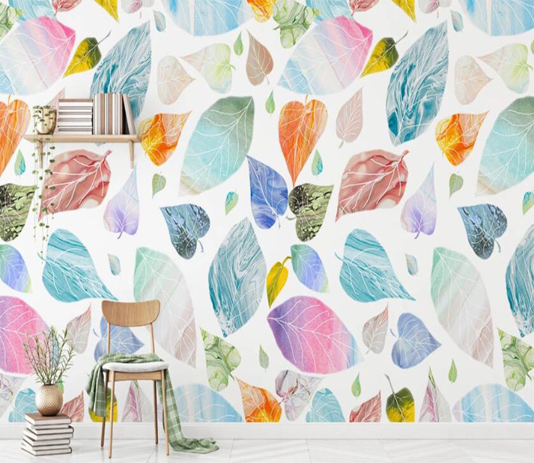 3D Colorful Texture Leaves 2040 Wall Murals