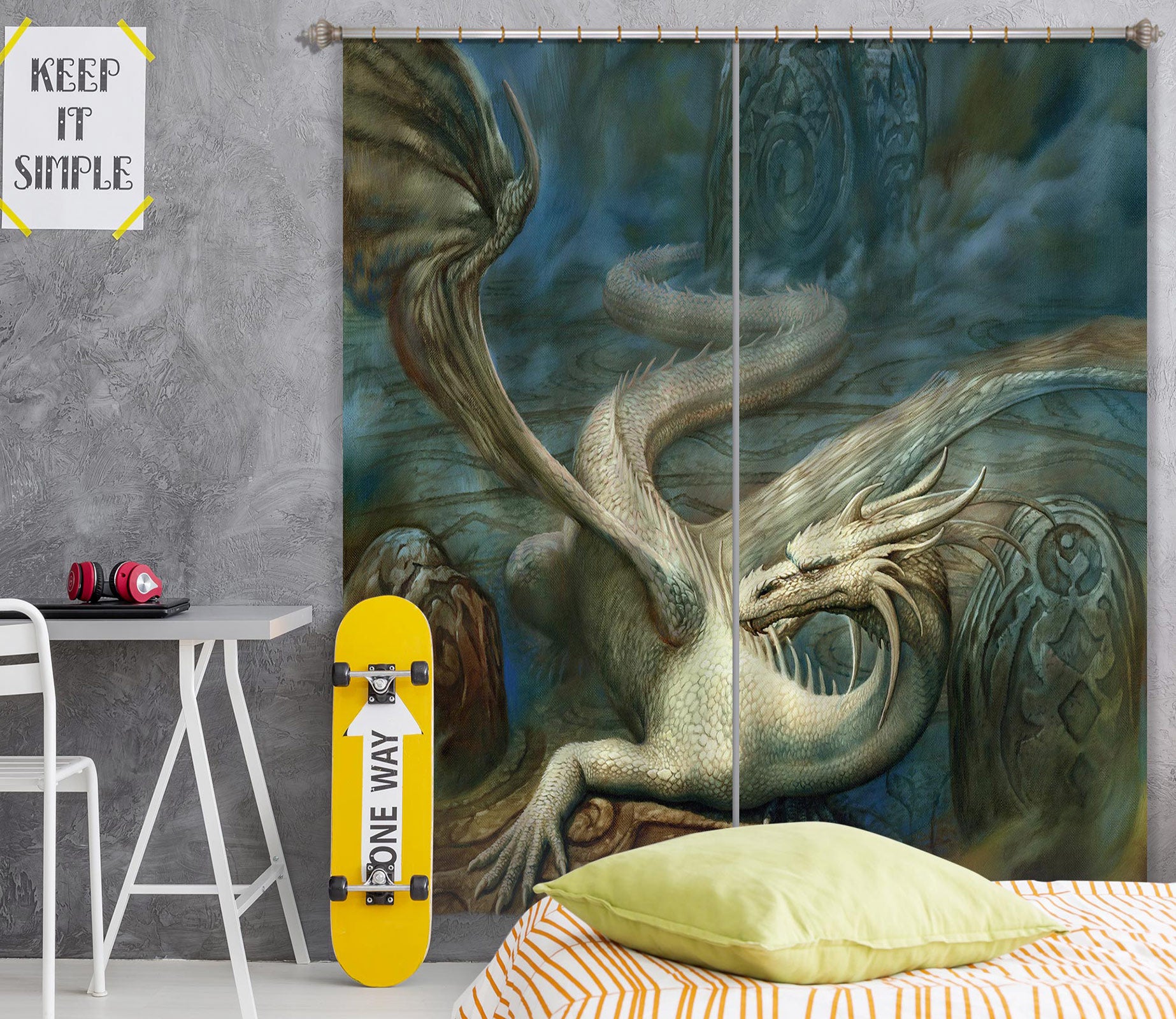 3D Dragon 7228 Ciruelo Curtain Curtains Drapes