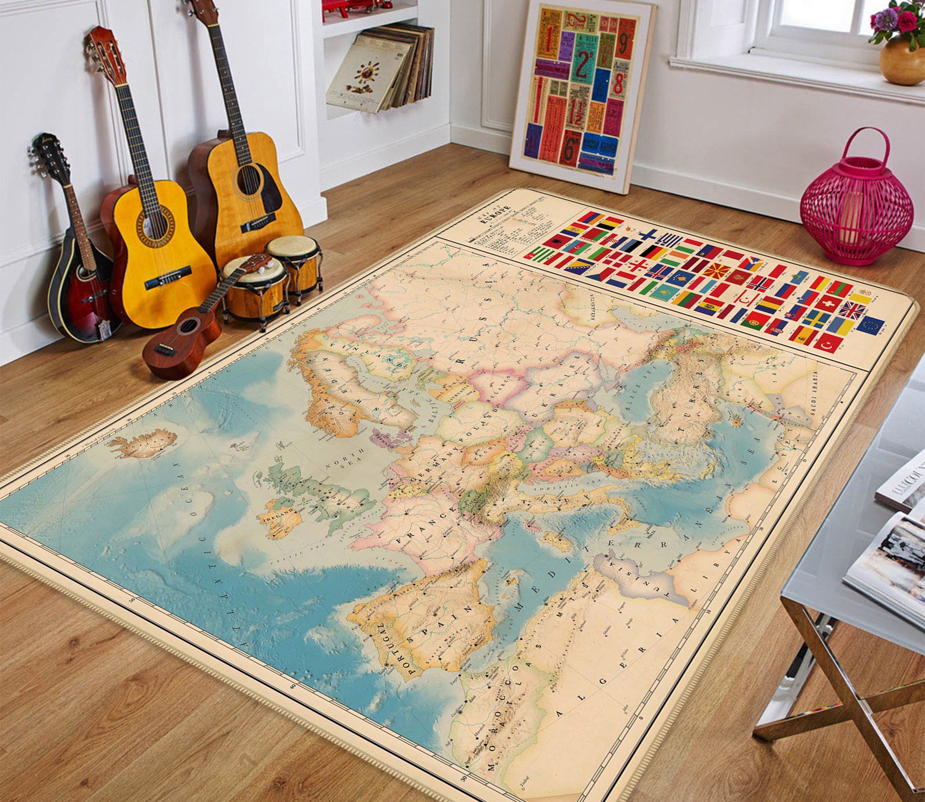 3D Vast Land 2007 World Map Non Slip Rug Mat