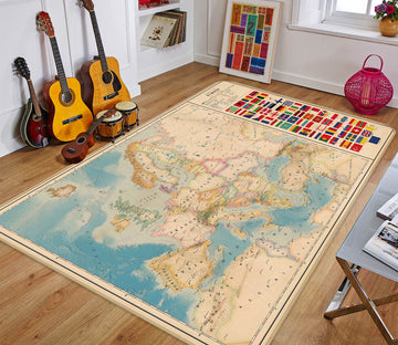 3D Vast Land 2007 World Map Non Slip Rug Mat