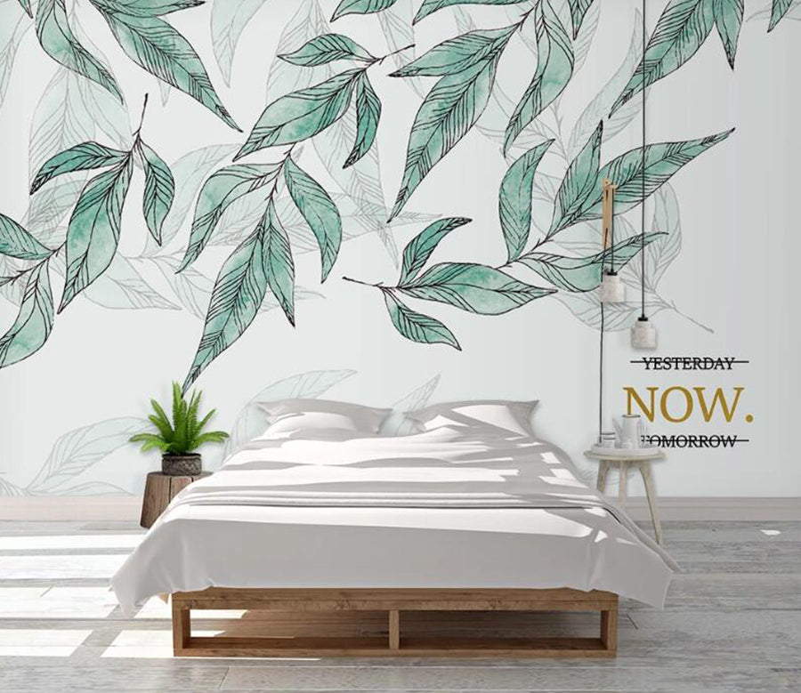 3D Pale Floating Leaves 1002 Wall Murals