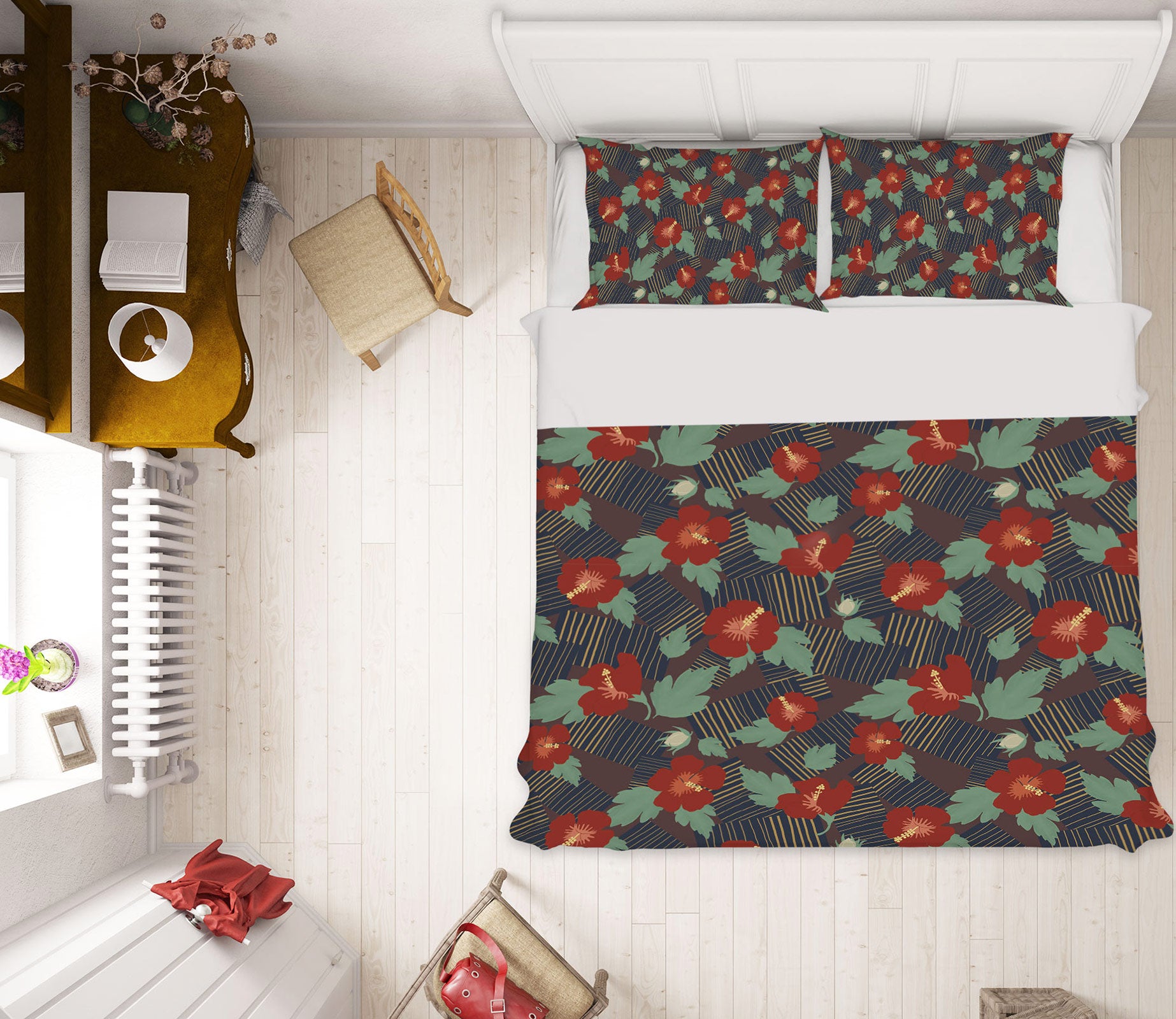 3D Red Flowers 98151 Kasumi Loffler Bedding Bed Pillowcases Quilt