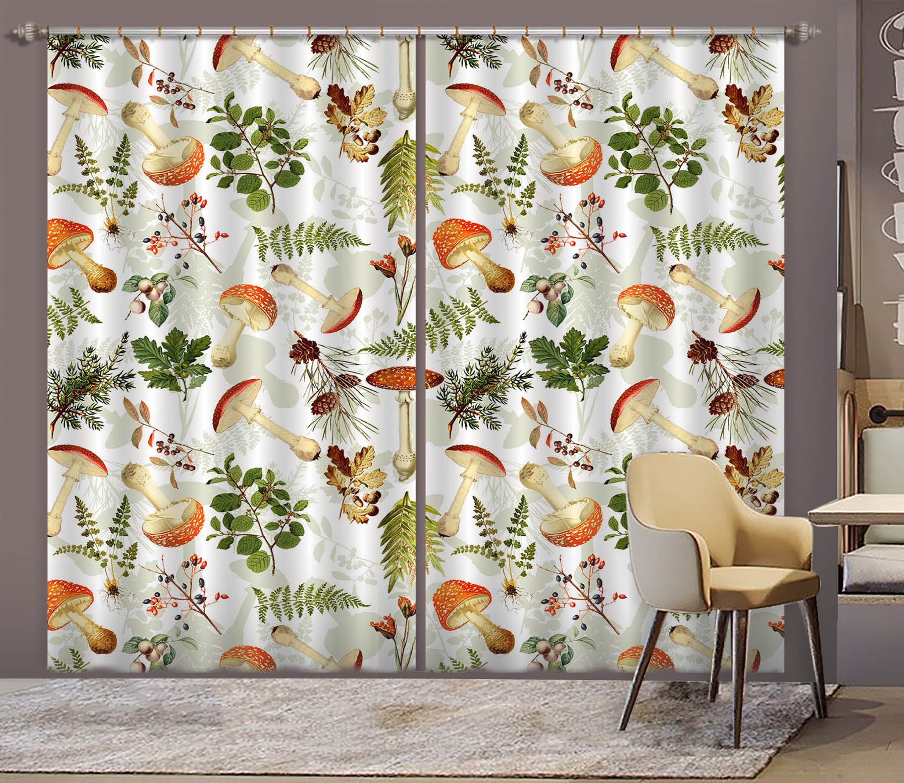 3D Mushroom Grass 259 Uta Naumann Curtain Curtains Drapes
