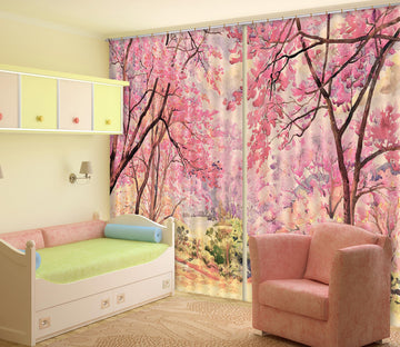 3D Peach Blossom Forest 119 Curtains Drapes