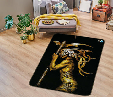 3D Mask Man Metallic 6023 Ciruelo Rug Non Slip Rug Mat