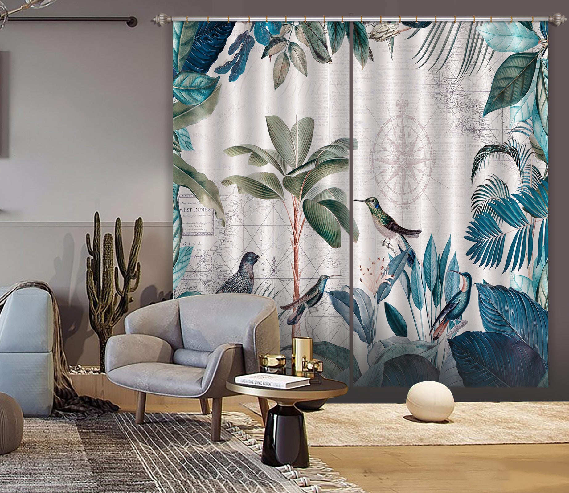 3D Bird Jungle 023 Andrea haase Curtain Curtains Drapes