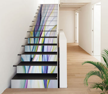 3D Colorful Ribbons Flowing 007 Stair Risers