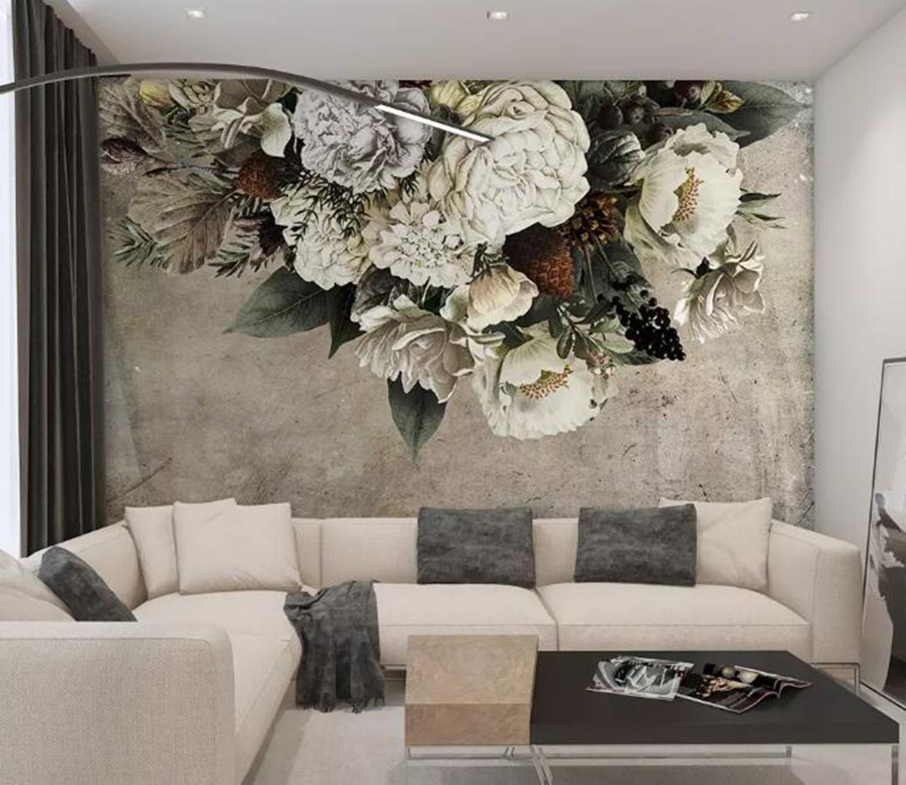3D White Flowers WG57 Wall Murals Wallpaper AJ Wallpaper 2 