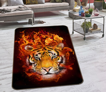 3D Flame Tiger 199 Animal Non Slip Rug Mat