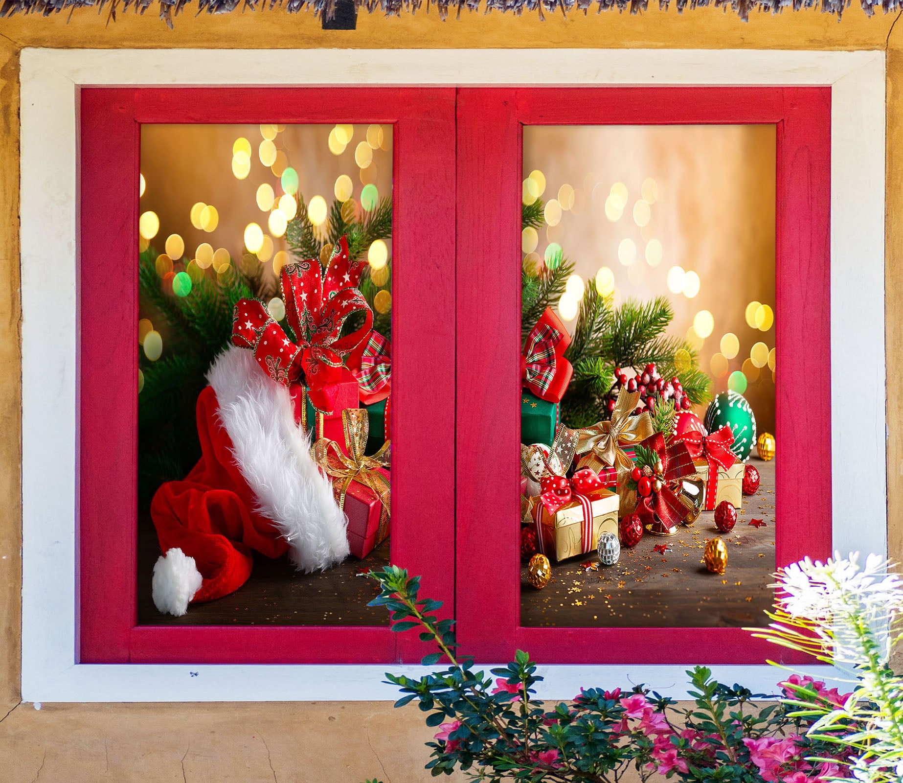 3D Gift 30066 Christmas Window Film Print Sticker Cling Stained Glass Xmas