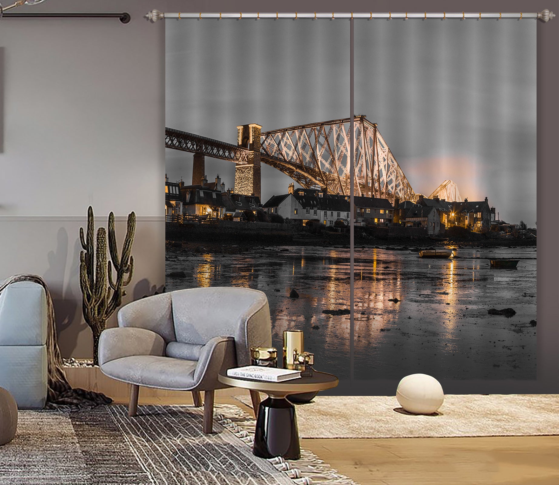 3D River Town 029 Assaf Frank Curtain Curtains Drapes