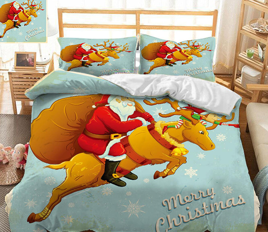 3D Santa Deer 31176 Christmas Quilt Duvet Cover Xmas Bed Pillowcases