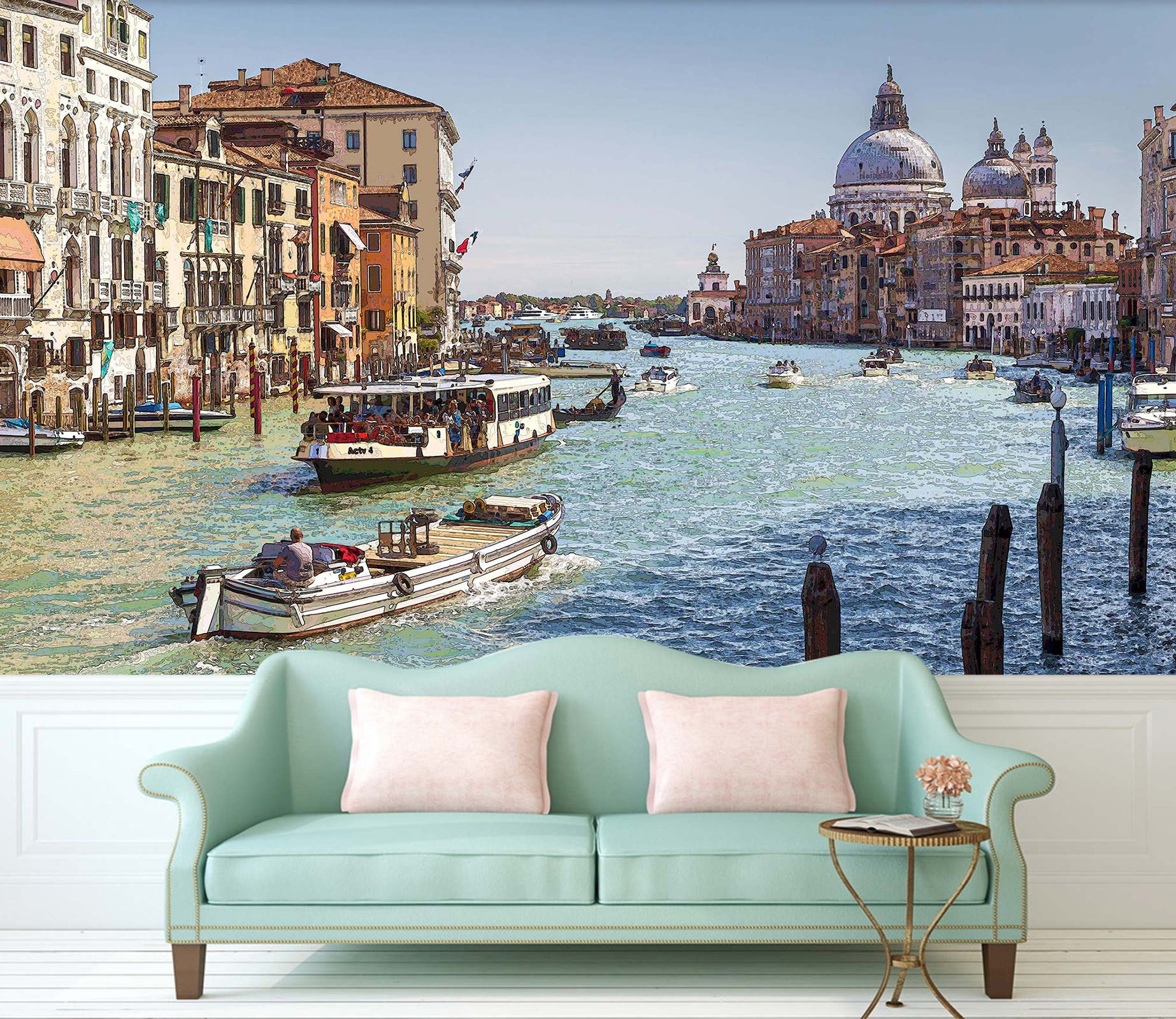 3D Water City Boat 91115 Alius Herb Wall Mural Wall Murals