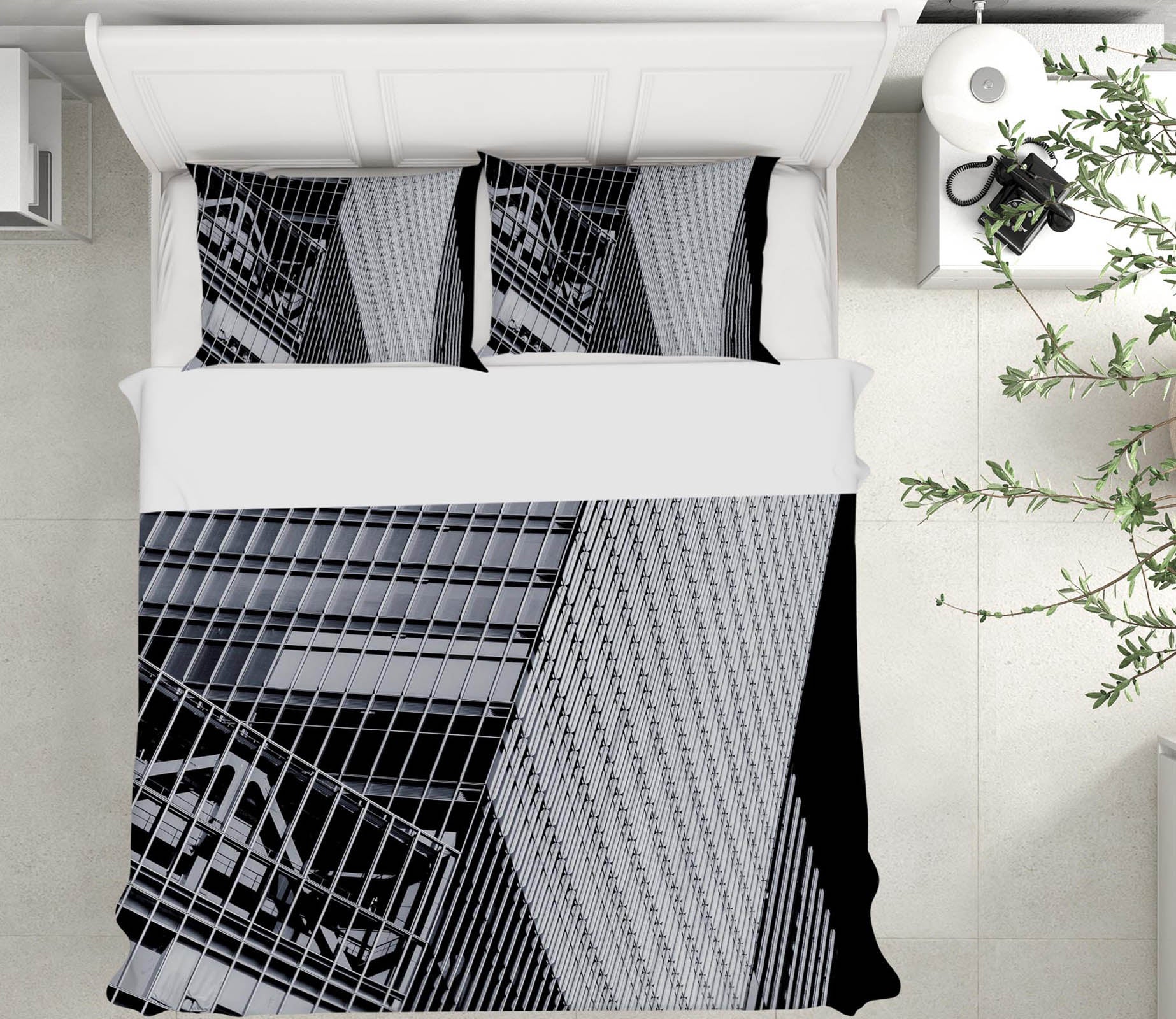 3D Tilted Building 2009 Noirblanc777 Bedding Bed Pillowcases Quilt