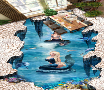 3D Mysterious Mermaid 0233 Floor Mural  Wallpaper Murals Rug & Mat Print Epoxy waterproof bath floor