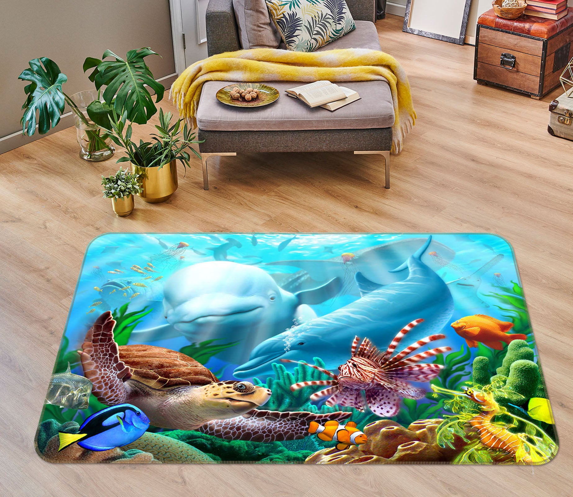 3D The Underwater World 1061 Jerry LoFaro Rug Non Slip Rug Mat