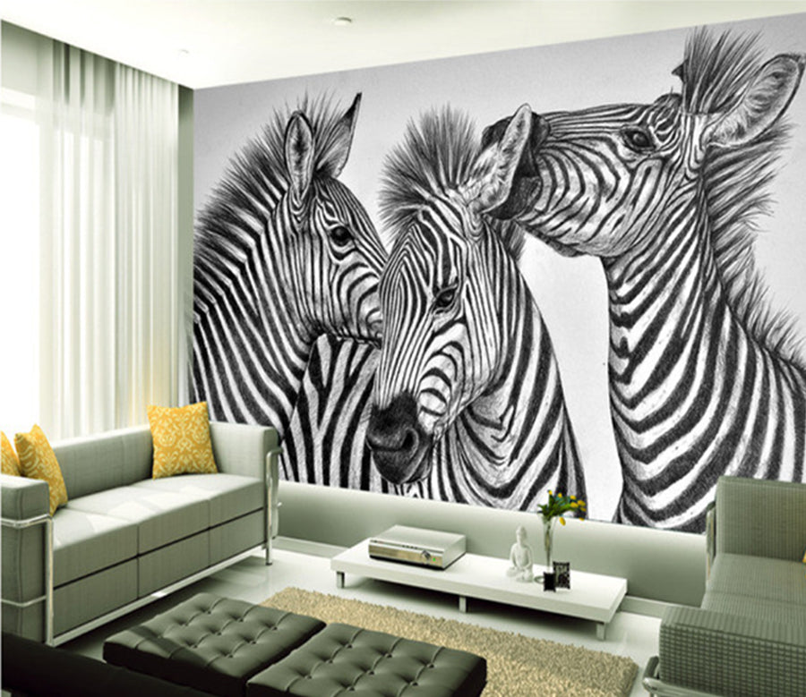 3D Three Zebras 2005 Wall Murals