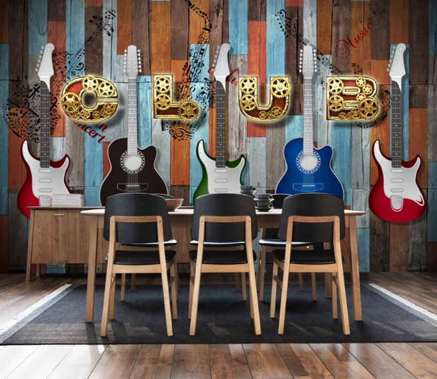 3D Five Guitars 646 Wall Murals