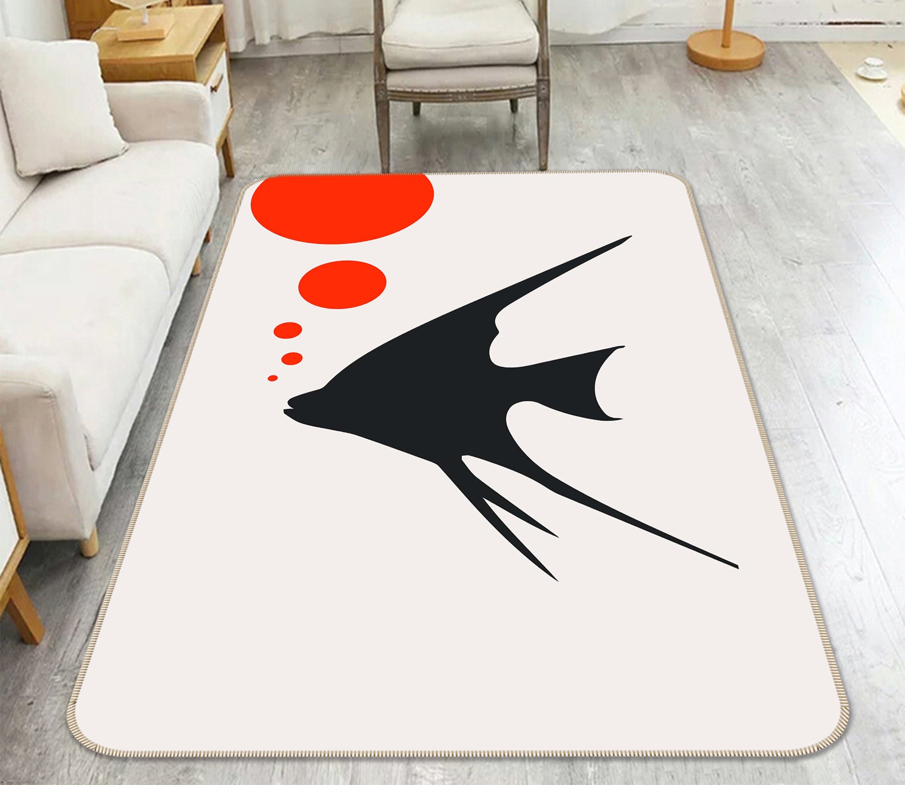 3D Fish Bubble 1015 Boris Draschoff Rug Non Slip Rug Mat